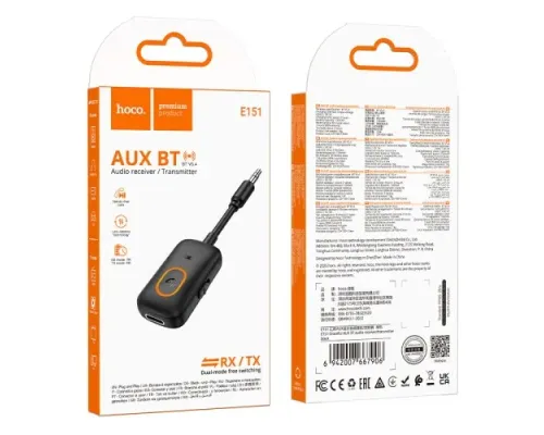 Аудіоадаптер HOCO E151 Graceful AUX BT audio receiver/transmitter Black mag-6942007667906153105