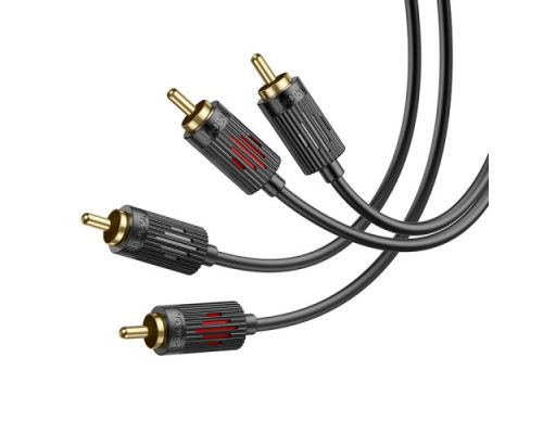 Аудіоадаптер НОСО UPA29 dual RCA red and white double lotus audio cable 1.5m Black mag-69420076077661753