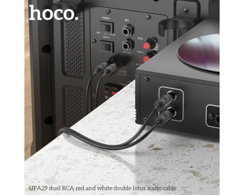 Аудіоадаптер НОСО UPA29 dual RCA red and white double lotus audio cable 1.5m Black mag-69420076077661753