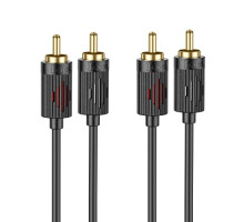 Аудіоадаптер НОСО UPA29 dual RCA red and white double lotus audio cable 1.5m Black mag-69420076077661753