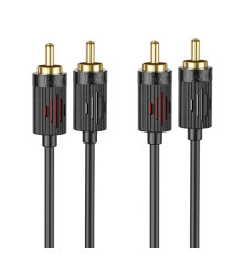 Аудіоадаптер НОСО UPA29 dual RCA red and white double lotus audio cable 1.5m Black mag-69420076077661753