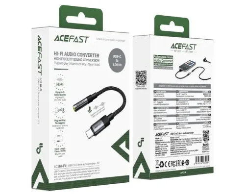 AUX-адаптер ACEFAST J12 Type-C to 3.5mm audio converter Black mag-6974316285281153831
