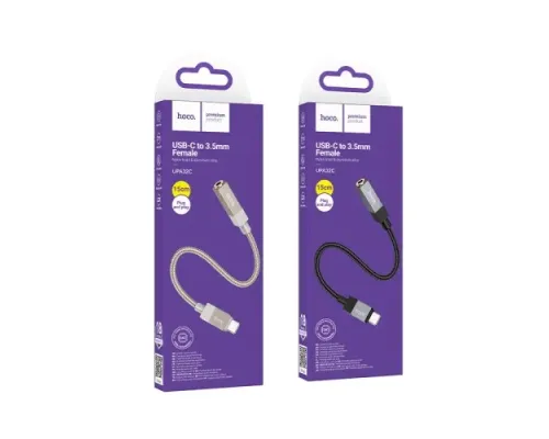 Аудіокабель НОСО UPA32C Clever converter Type-C to 3.5 1m black mag-6942007650922152107