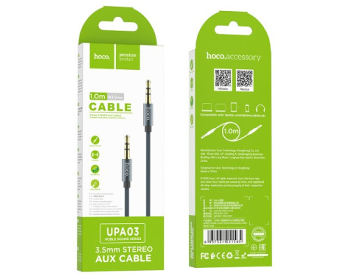 Аудіокабель НОСО UPA03 Noble sound 1m Сірий mag-695753105156558173