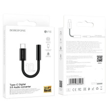 Адаптер BOROFONE BV15 Type-C digital 3.5 audio converter чорний mag-6974443385069140905