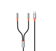 Адаптер XO NB-R269B Couple Cable Type-c to Dual 3.5 Female Adapter 1.2m Чорний mag-692068085508760162