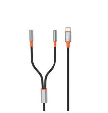Адаптер XO NB-R269B Couple Cable Type-c to Dual 3.5 Female Adapter 1.2m Чорний mag-692068085508760162