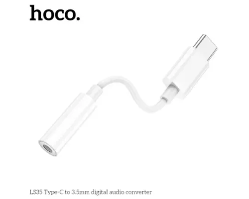 Аудіоадаптер HOCO LS35 Type-C to 3.5mm digital audio converter 0,08m. White mag-6931474790767151116