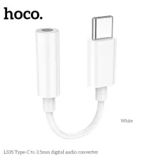 Аудіоадаптер HOCO LS35 Type-C to 3.5mm digital audio converter 0,08m. White mag-6931474790767151116