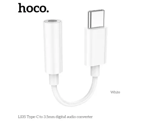 Аудіоадаптер HOCO LS35 Type-C to 3.5mm digital audio converter 0,08m. White mag-6931474790767151116