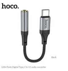 Аудіоадаптер HOCO LS36 Fresh Digital Type-C to 3.5 audio converter 1.2m Black mag-6942007608886145048