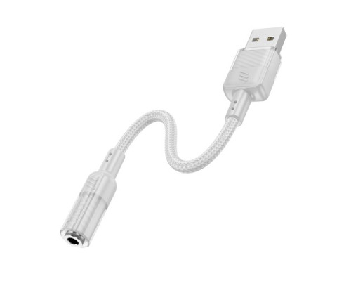 Аудіоадаптер HOCO LS37 Spirit transparent external sound card USB to 3.5mm 1.5m Gray mag-69420076125791792