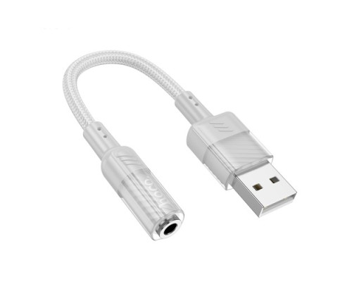 Аудіоадаптер HOCO LS37 Spirit transparent external sound card USB to 3.5mm 1.5m Gray mag-69420076125791792