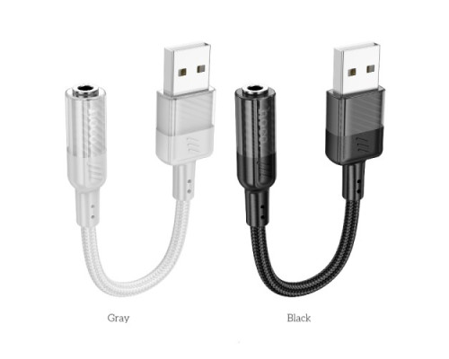Аудіоадаптер HOCO LS37 Spirit transparent external sound card USB to 3.5mm 1.5m Gray mag-69420076125791792