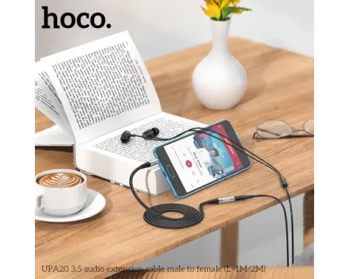 Аудіоподовжувач НОСО UPA20 3.5 audio extension cable male to female(L=1M) 1m. Metal Gray mag-6931474762153153946