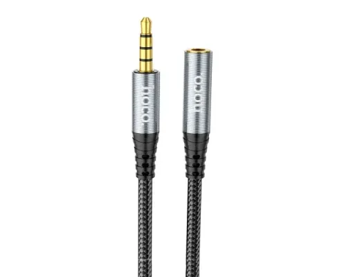 Аудіоподовжувач НОСО UPA20 3.5 audio extension cable male to female(L=1M) 1m. Metal Gray mag-6931474762153153946