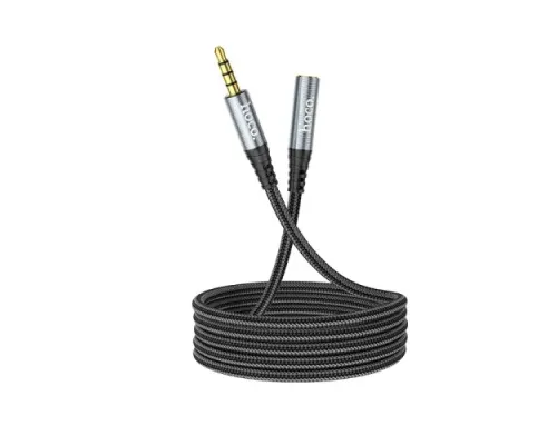 Аудіоподовжувач НОСО UPA20 3.5 audio extension cable male to female(L=1M) 1m. Metal Gray mag-6931474762153153946