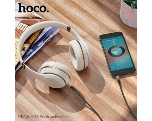 Аудіокабель НОСО UPA26 AUX Fresh audio cable 1m Black mag-69420076088001731