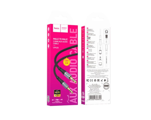 Аудіокабель НОСО UPA26 AUX Fresh audio cable 1m Black mag-69420076088001731