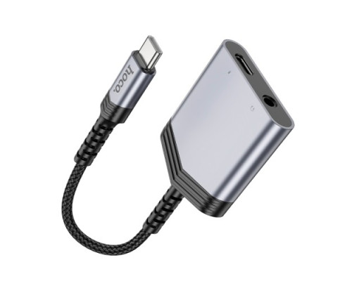 Аудіоадаптер HOCO LS39 Type-C to Type-C+3.5 digital audio converter 1.5m metal gray mag-6942007629355137360
