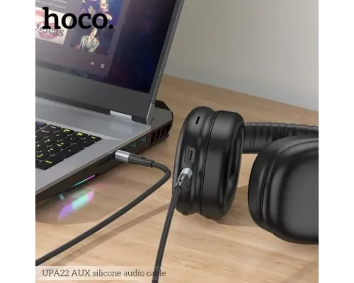 Аудіокабель НОСО UPA22 AUX silicone audio cable 1m. Black mag-6931474769459150975