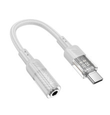 Аудіоадаптер HOCO LS37 Spirit transparent digital audio converter Type-C to 3.5mm 1.5m Grey mag-6942007612616131818