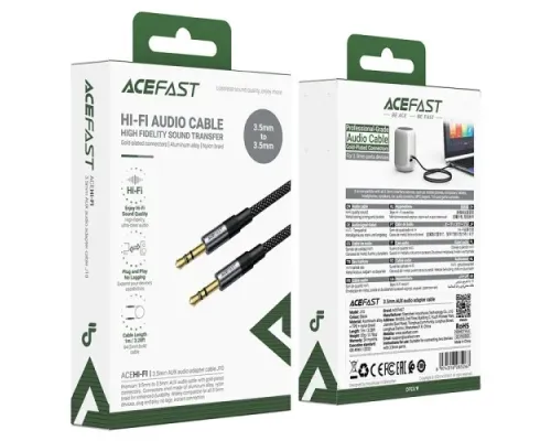 Аудіокабель ACEFAST J10 3.5mm AUX audio adapter cable 1m. Black mag-6974316285267153344