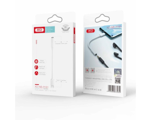 Аудіо-адаптер XO NB-R161 audio adapter Type-c to 3.5mm Білий mag-69206808732341031
