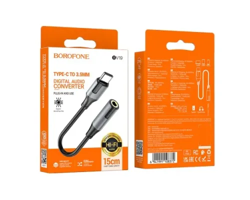 Адаптер BOROFONE BV19 Creator digital audio converter Type-C to 3.5mm чорний mag-6941991108372151314