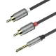 Аудіоадаптер HOCO UPA10 double lotus rca audio cable 3.5mm 1,5m. Metal Grey mag-6957531078142153872