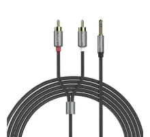Аудіоадаптер HOCO UPA10 double lotus rca audio cable 3.5mm 1,5m. Metal Grey mag-6957531078142153746