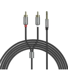 Аудіоадаптер HOCO UPA10 double lotus rca audio cable 3.5mm 1,5m. Metal Grey mag-6957531078142153746