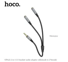 Аудіоадаптер НОСО UPA21 2-in-1 3.5 audio adapter cable(male to 2*female) 0,25m. Темно-сірий mag-6931474766809143989