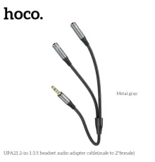 Аудіоадаптер НОСО UPA21 2-in-1 3.5 audio adapter cable(male to 2*female) 0,25m. Темно-сірий mag-6931474766809143989