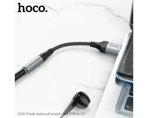 Аудіоадаптер HOCO LS36 Fresh external sound card USB to 3.5 0,12m Black mag-6942007608879146718