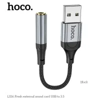 Аудіоадаптер HOCO LS36 Fresh external sound card USB to 3.5 0,12m Black mag-6942007608879146718