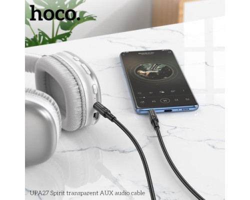 Аудіокабель НОСО UPA27 Spirit transparent AUX audio cable 1.2m Black mag-69420076125001495