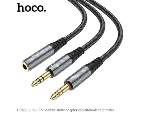Аудіоадаптер НОСО UPA21 2-in-1 3.5 audio adapter cable(female to 2*male) 0,25m. Темно-Сірий mag-6931474766816150968