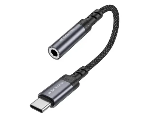 Адаптер BOROFONE BV24 Graceful digital audio converter cable Type-C to 3.5mm сірий металік mag-6941991118999152003