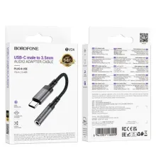 Адаптер BOROFONE BV24 Graceful digital audio converter cable Type-C to 3.5mm сірий металік mag-6941991118999152003