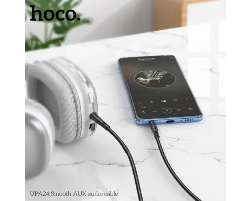 Аудіокабель НОСО UPA24 Smooth AUX audio cable 1m. Black mag-6931474789136151095