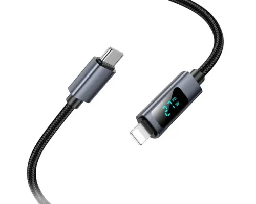 PD Кабель HOCO X112 Favor charging data cable with display iP 27W/1m Black mag-6942007645546144060