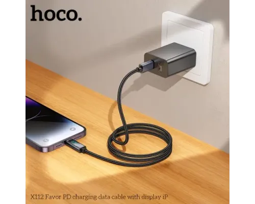 PD Кабель HOCO X112 Favor charging data cable with display iP 27W/1m Black mag-6942007645546144060