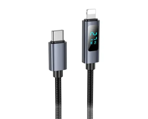 PD Кабель HOCO X112 Favor charging data cable with display iP 27W/1m Black mag-6942007645546144060