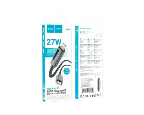 PD Кабель HOCO X112 Favor charging data cable with display iP 27W/1m Black mag-6942007645546144060