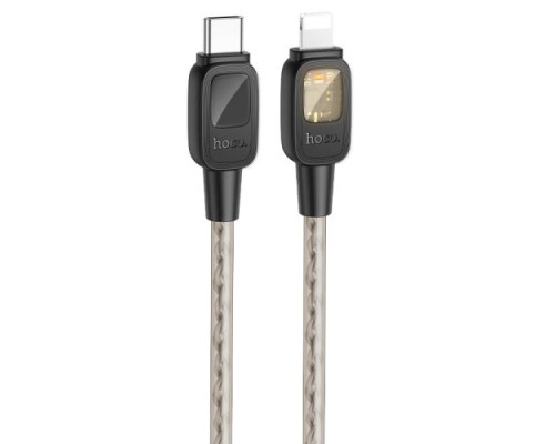 PD Кабель HOCO U124 Stone PD silicone intelligent power-off charging data cable iP 27W 1.2m black mag-69420076106981704
