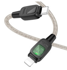 PD Кабель HOCO U124 Stone PD silicone intelligent power-off charging data cable iP 27W 1.2m black mag-69420076106981704