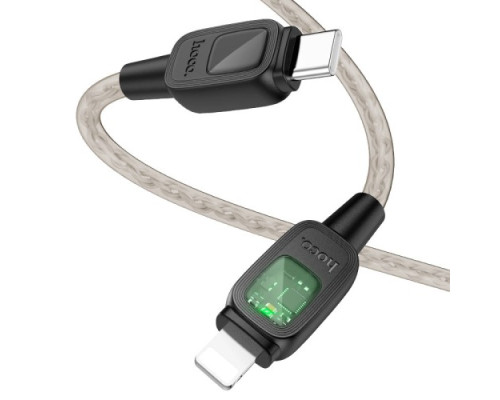 PD Кабель HOCO U124 Stone PD silicone intelligent power-off charging data cable iP 27W 1.2m black mag-69420076106981704