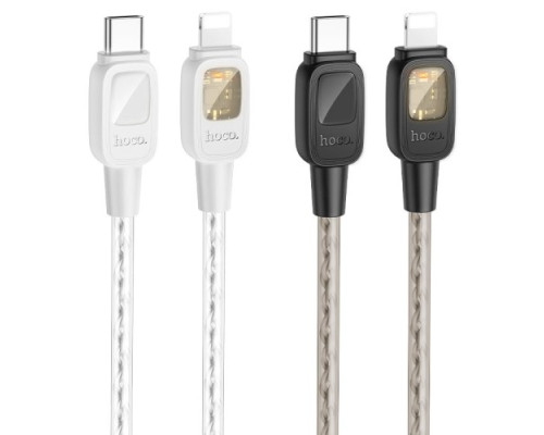 PD Кабель HOCO U124 Stone PD silicone intelligent power-off charging data cable iP 27W 1.2m black mag-69420076106981704