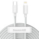 PD кабель Baseus Simple Wisdom Data Cable Kit Type-C to iP PD 20W (2ШТ/Set)1.5m White TZCATLZJ-02 mag-695315623032354706